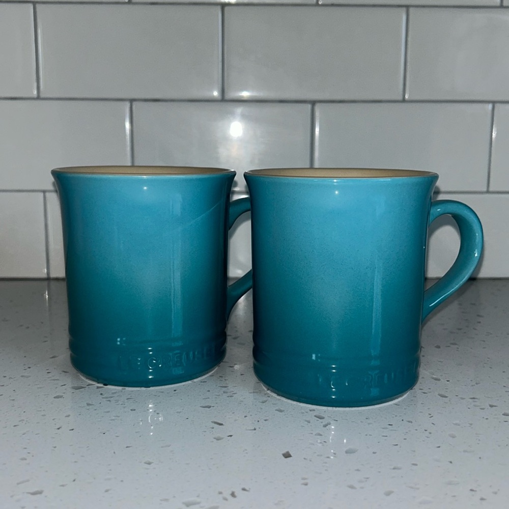 Set of 2 Caribbean Blue Le Creuset Vancouver Mugs